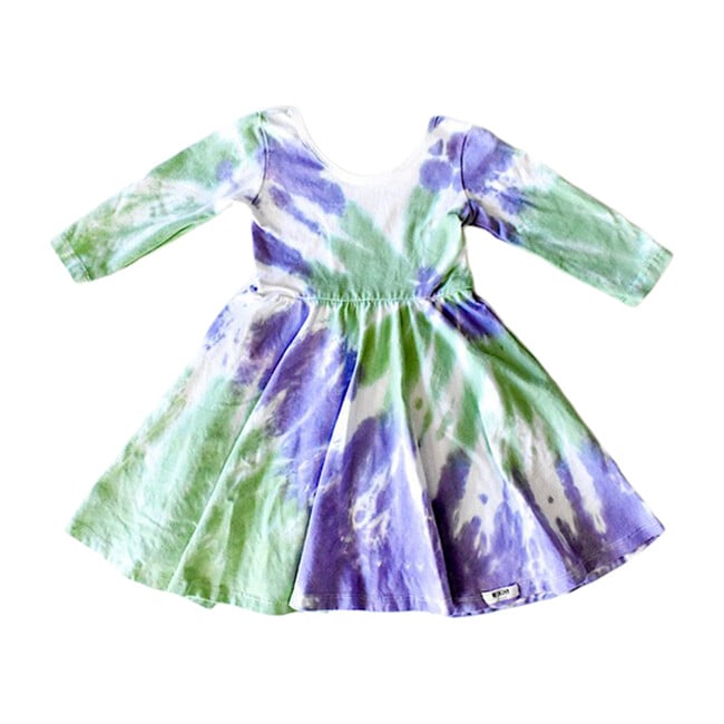 Twirly Dress, Purple & Green Tie Dye - Dresses - 1