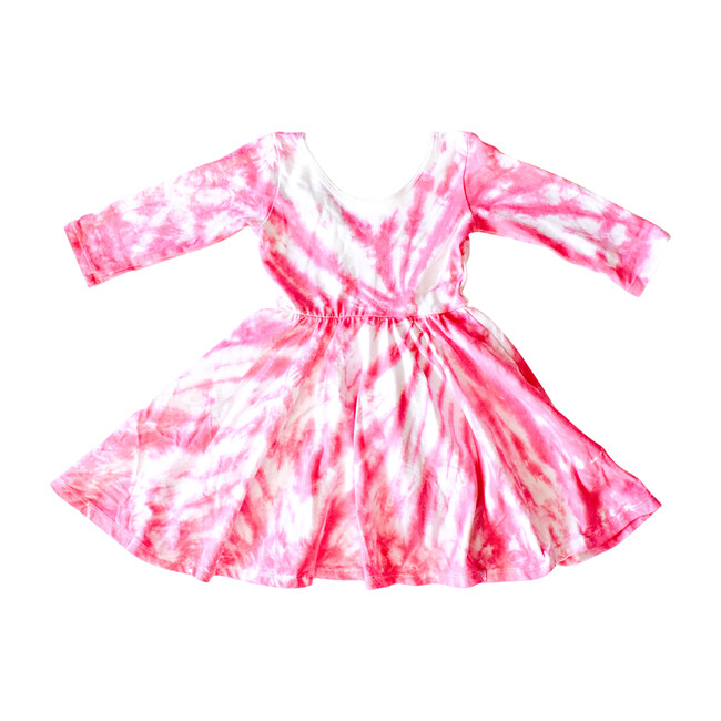 Embroidered Valentine's Dress, Pink Tie Dye
