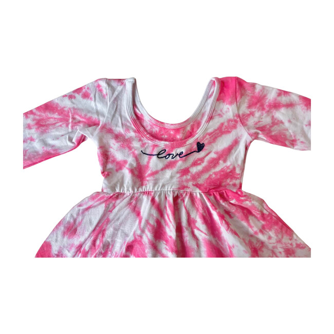 Embroidered Valentine's Dress, Pink Tie Dye