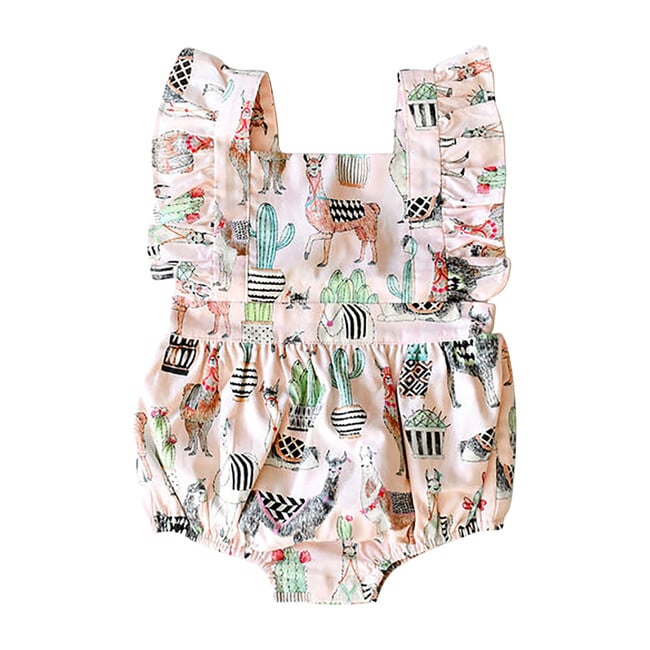 Bubble Romper, Pink Llamas