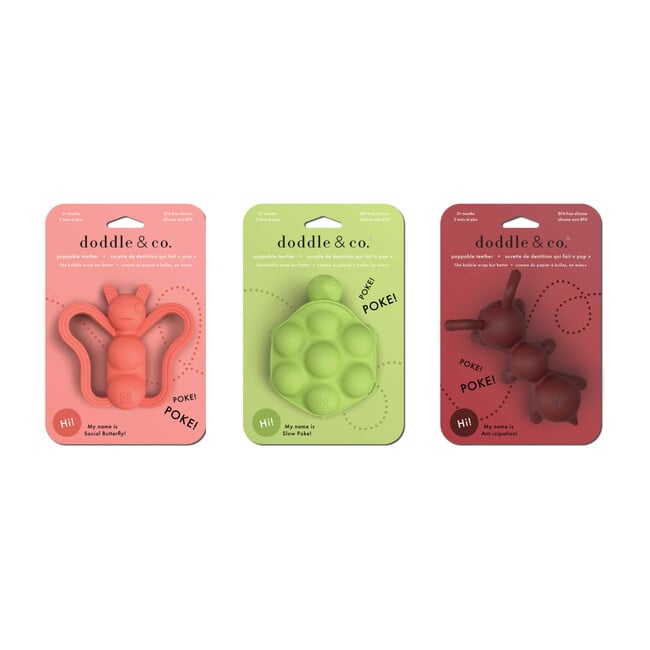 *Exclusive* Butterfly, Ant and Turtle Teether, Pink, Maroon and Green