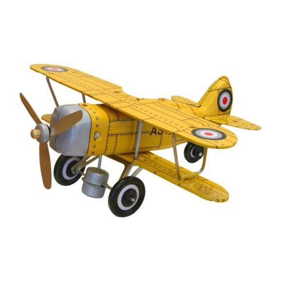Curtis Biplane Tin Toy, Yellow - Transportation - 1