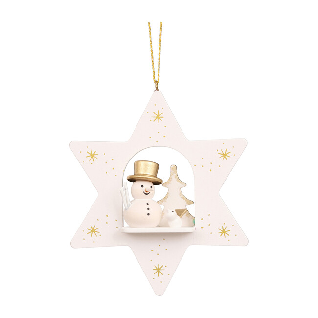 Snowman Star Ornament, White - Ornaments - 1