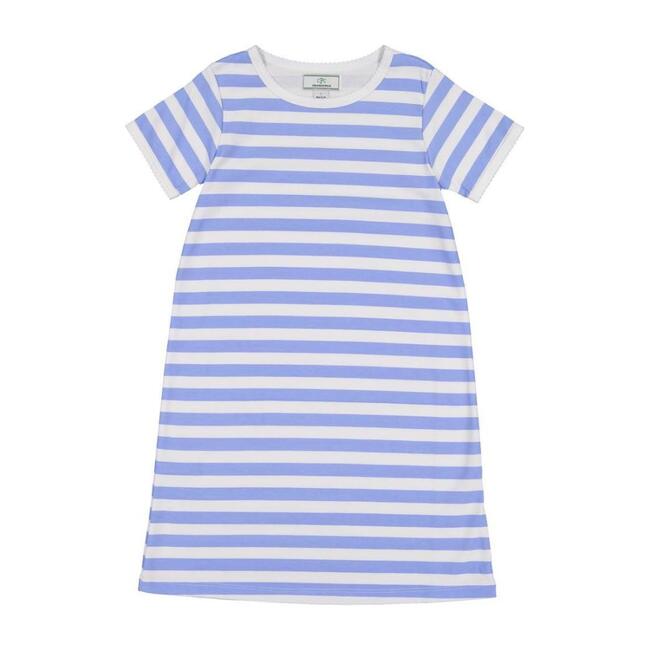 Jillian Short Sleeve Dress, Cornflower Blue Stripe - Kids Girl Clothing ...