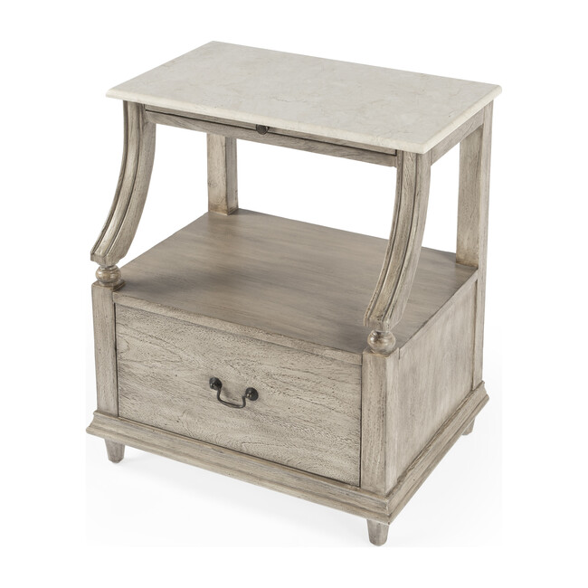 Danielle Marble Nightstand, Gray - Nightstands - 1