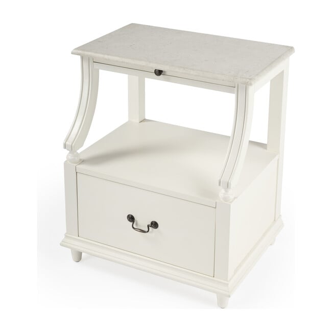 Danielle Marble Nightstand, White - Nightstands - 1