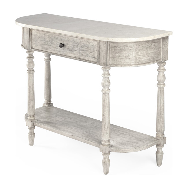 Danielle Marble Console Table, Rustic Gray
