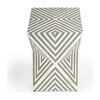 Anais Bone Inlay End Table, White/Grey - Accent Tables - 3