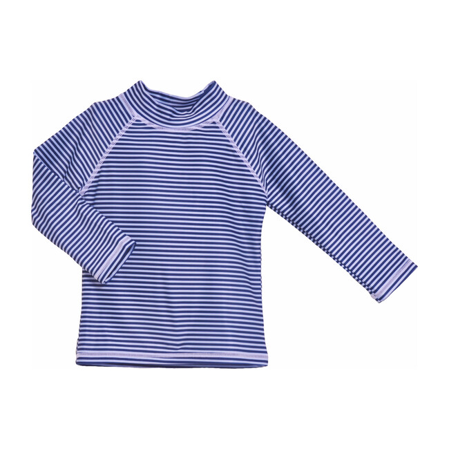 Graphic Rash Guard Swim Top, Navy Preppy Stripe