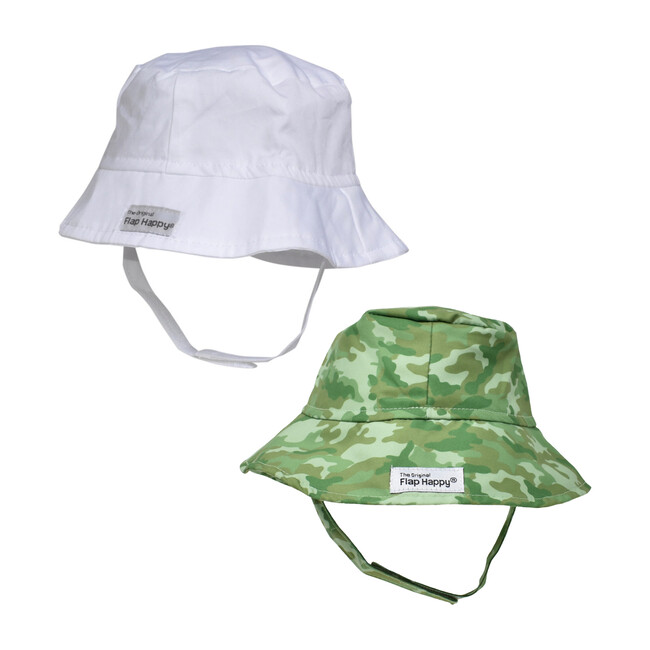 Bucket Hat 2 Pack, White & Green Camo