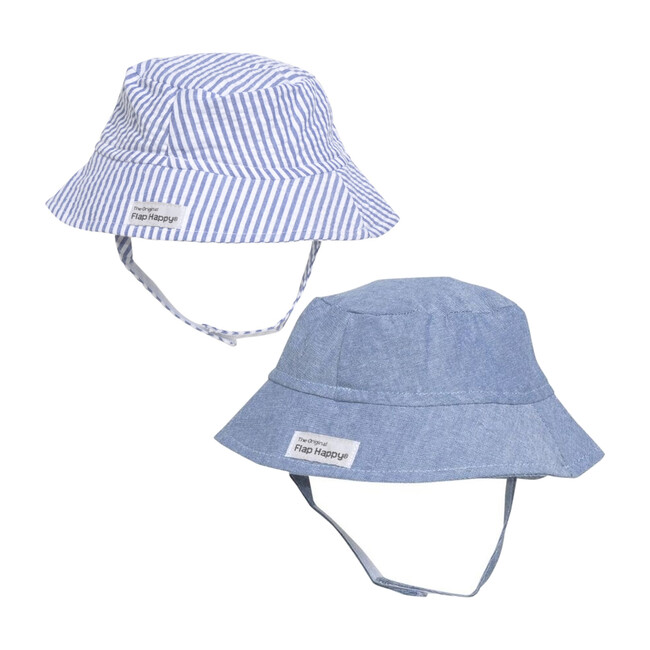 Bucket Hat 2 Pack, Chambray & Chambray Stripe Seersucker - Hats - 1