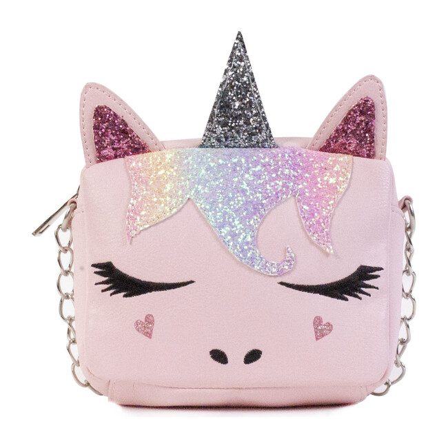 Sugar Glitter Unicorn Crossbody Bag, Pink - Bags - 1