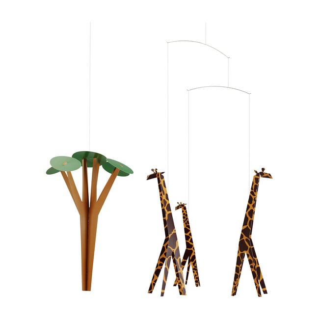 Giraffes on the Savannah Mobile, Yellow/Green