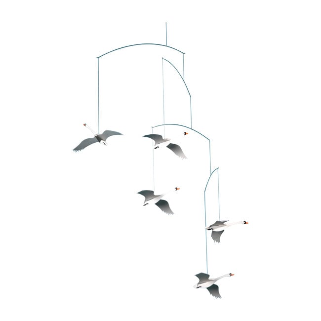 Scandanavian Swans Mobile, White