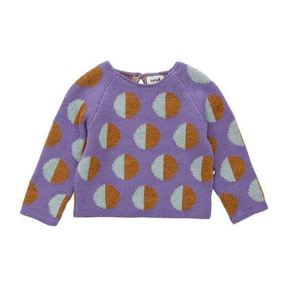 Double Raglan Sweater Lilac With Dots, Purple - Sweaters - 1