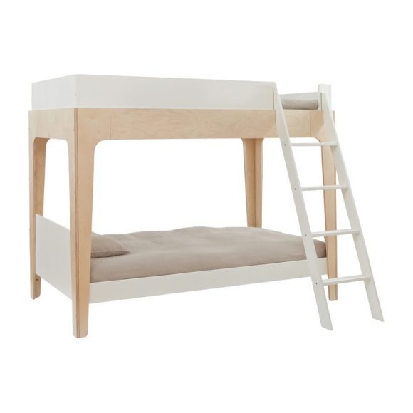Perch Twin Bunk Bed, White/Birch