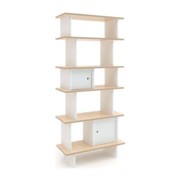 Vertical Mini Library, White/Birch