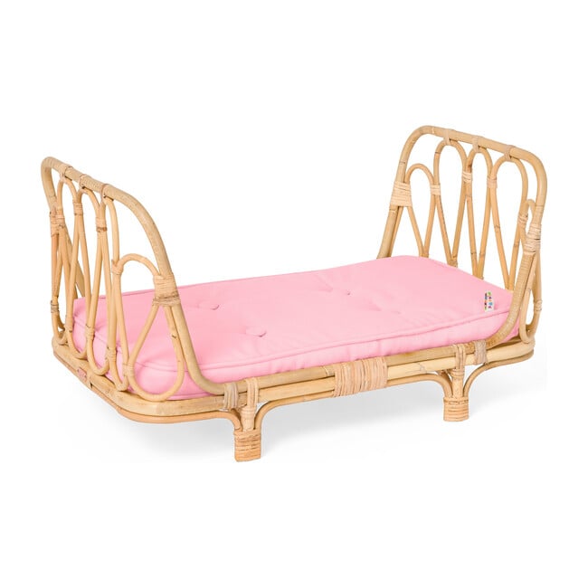 Rattan Doll Day Bed, Natural/Pink