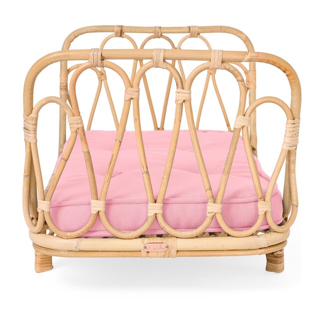 Rattan Doll Day Bed, Natural/Pink