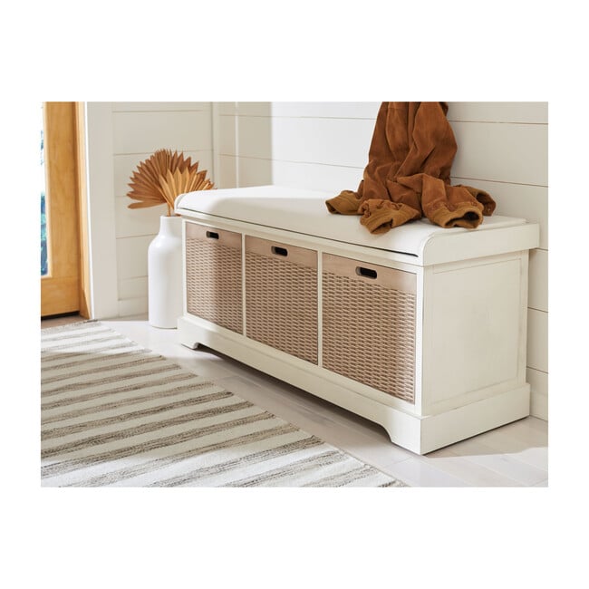 Landers 3-Drawer/Cushion Storage Bench, White - Accent Seating - 2