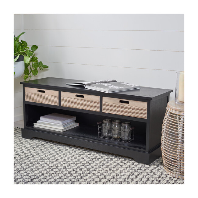 Landers 3-Drawer Storage Bench, Black - Accent Seating - 2