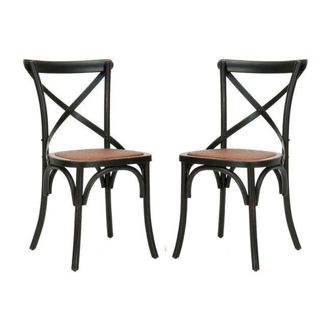 Set of 2 Franklin X Back Farmhouse Chairs, Hickory