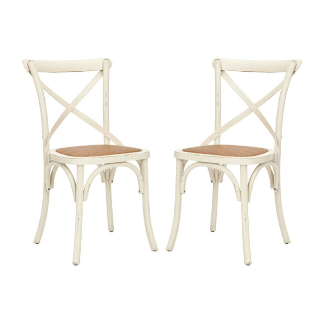 Set of 2 Franklin X Back Farmhouse Chairs, Ivory