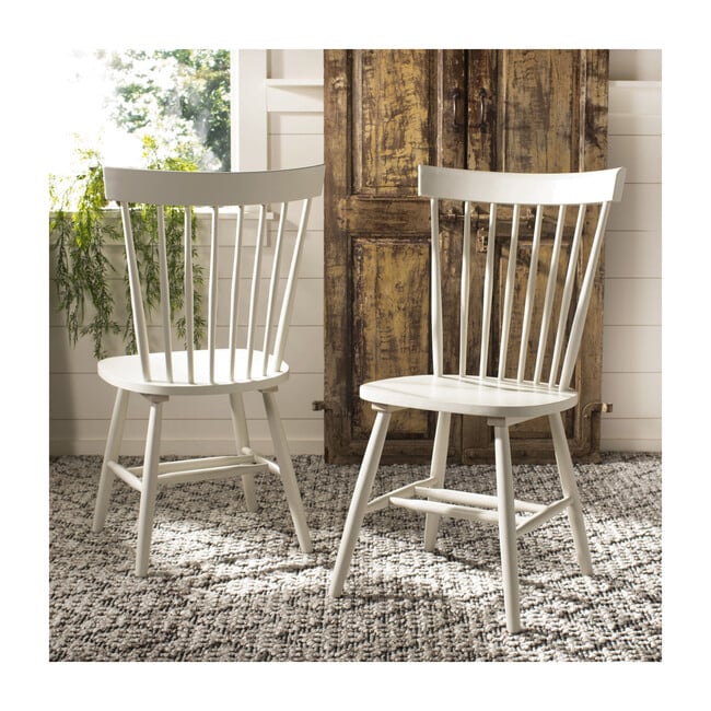 Set of 2 Parker Spindle Accent Chairs, Off White - Accent Seating - 2