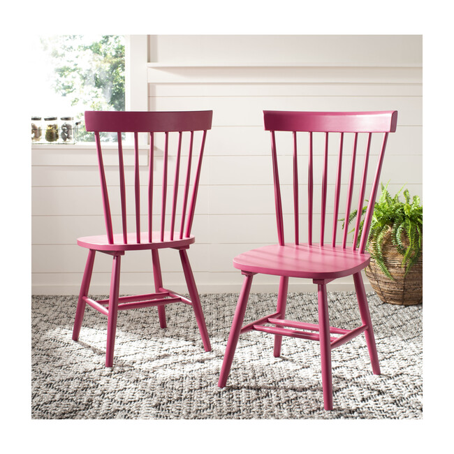 Set of 2 Parker Spindle Accent Chairs, Raspberry - Accent Seating - 2