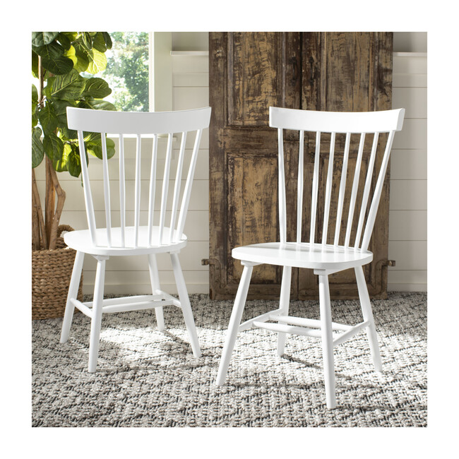 Set of 2 Parker Spindle Accent Chairs, White