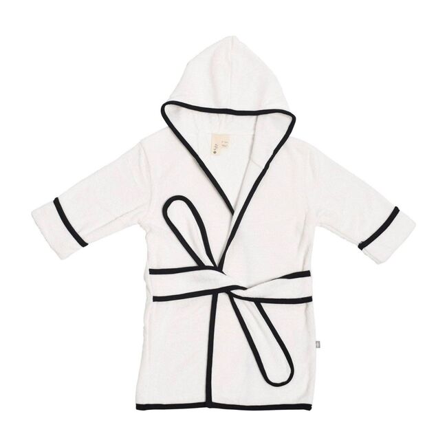 Toddler Bath Robe, Cloud with Midnight Trim