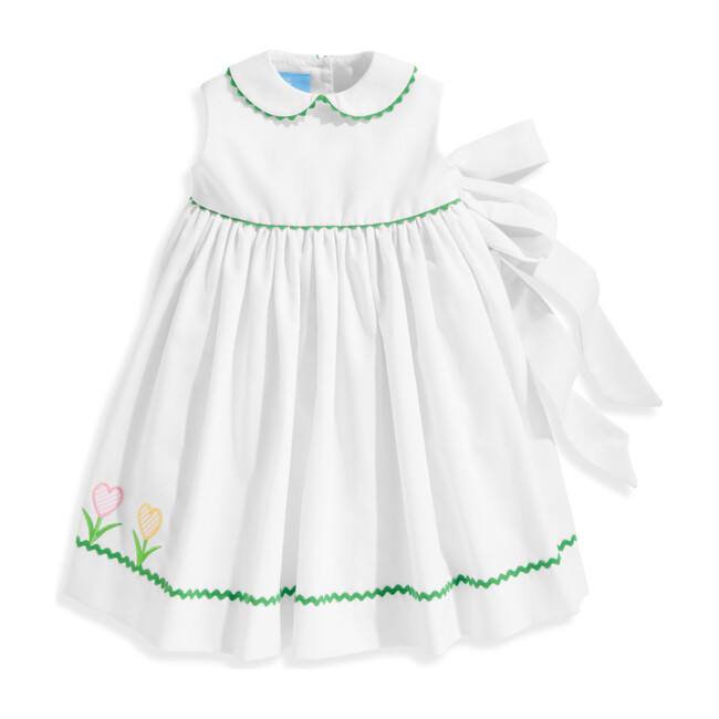 Clarabelle Peter Pan Sundress, White Pique - Dresses - 1