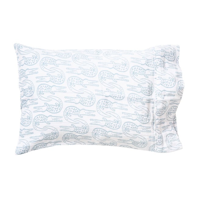 Alligator Toddler Pillowcase, Bay Blue