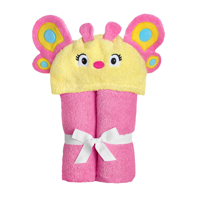 Butterfly Hooded Towel, Pink/Yellow