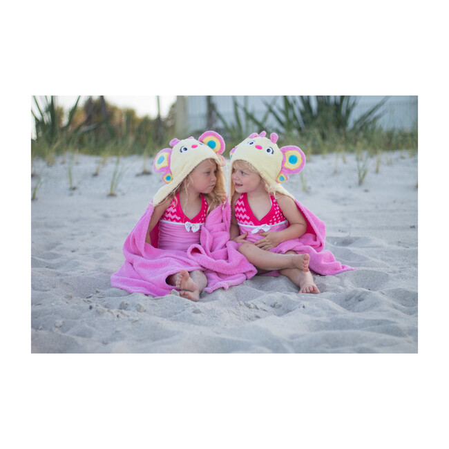 Butterfly Hooded Towel, Pink/Yellow