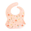 Silicone Bib and Foldable Placemat Set, Wildflower Ripe Peach - Bibs - 3 - thumbnail