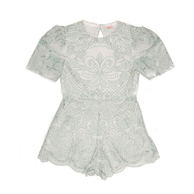 Victoria Romper, Aqua & Ivory