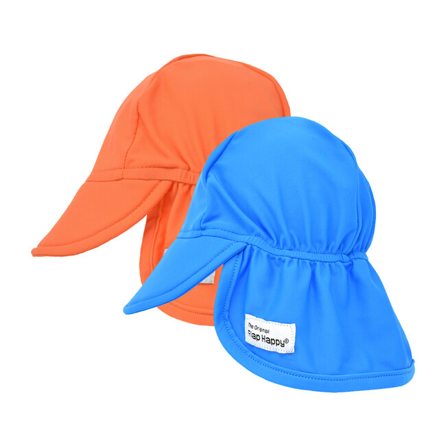 Swim Flap Hat 2 Pack, Ocean & Orange
