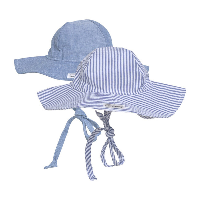 Floppy Hat 2 Pack, Chambray & Chambray Stripe Seersucker