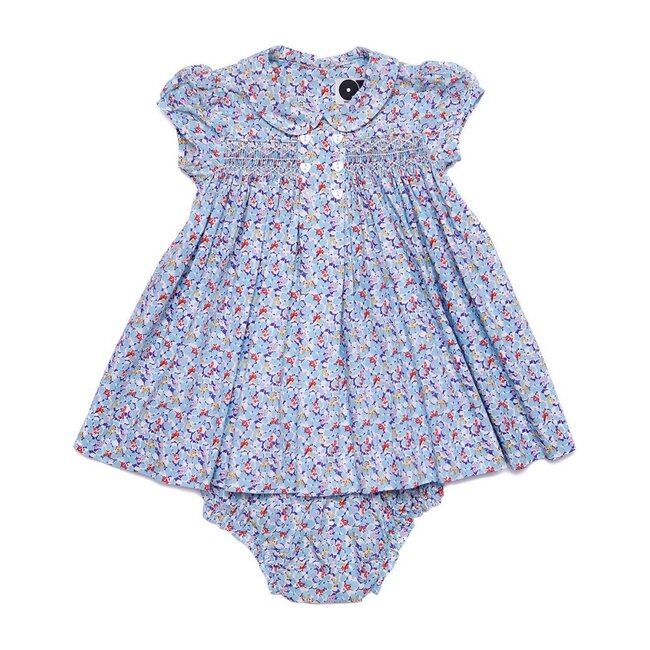 Valentina Baby Dress, Blue Floral - Dresses - 1