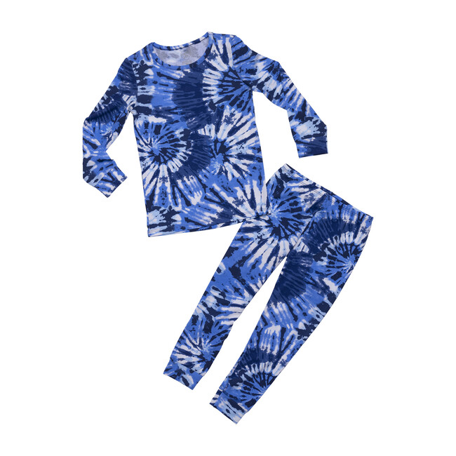 Unisex Blue Tie-Dye Pajamas, Blue - Pajamas - 1