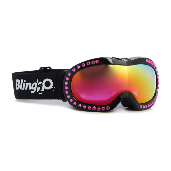 Hot Pink Rhinestone Black Frame Ski Goggle
