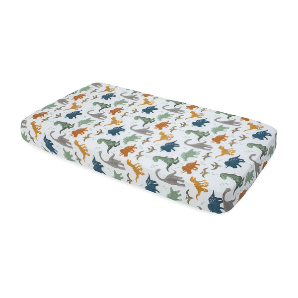 Cotton Muslin Crib Sheet, Dino Friends - Home Bedding & Bath Sheets ...