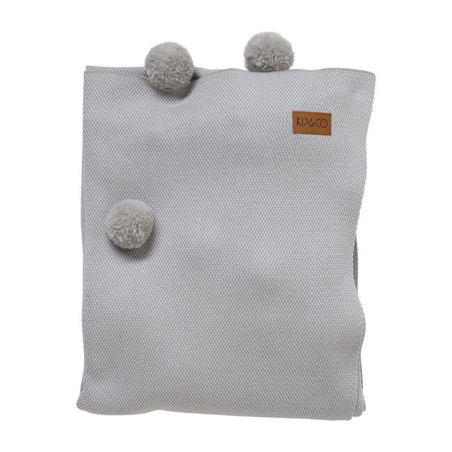 Cotton Blanket, Grey Pom Pom - Blankets - 1
