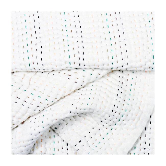 Rainbow Linen Kantha Baby Quilt Blanket - Quilts - 3