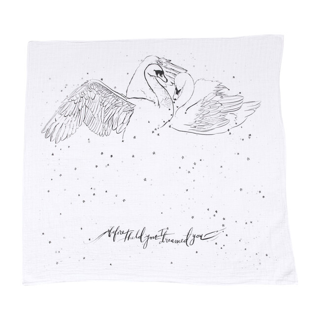Organic Cotton Gauze Swaddle, Swans