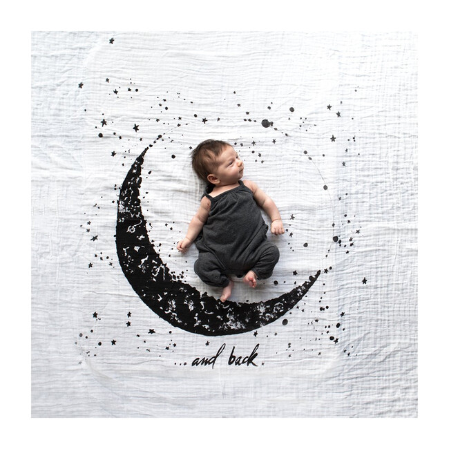 Organic Cotton Gauze Swaddle, Moon & Back