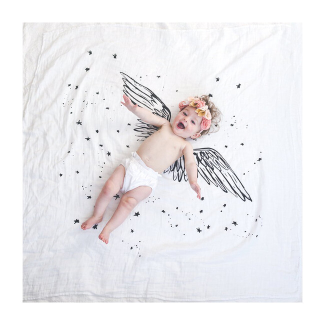 Organic Cotton Gauze Swaddle, Angel Wings