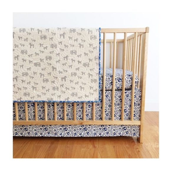 Thistle Panel Crib Skirt, Indigo - Sheets - 2
