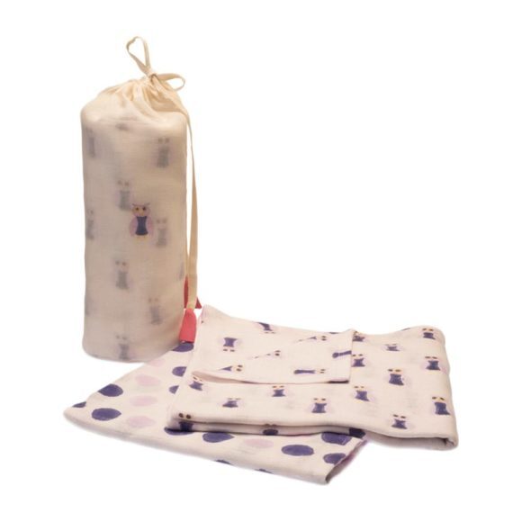 Purple Owl Swaddle Set